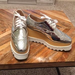 Silver platform shoes